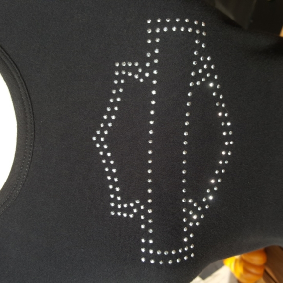 HARLEY-DAVIDSON ♡ Sweet Vintage Black w/Silver Studded Bar 'n Shield H-D Top L - Picture 8 of 16